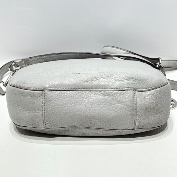 Michael Kors Brooke Gray Pebble Leather Crossbody Shoulder Bag Chain Medallion - Picture 6 of 13